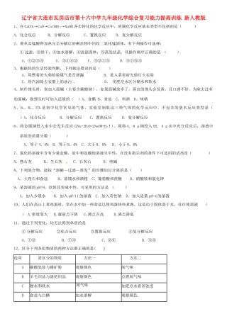 九年级化学综合复习能力提高训练 新人教版试卷