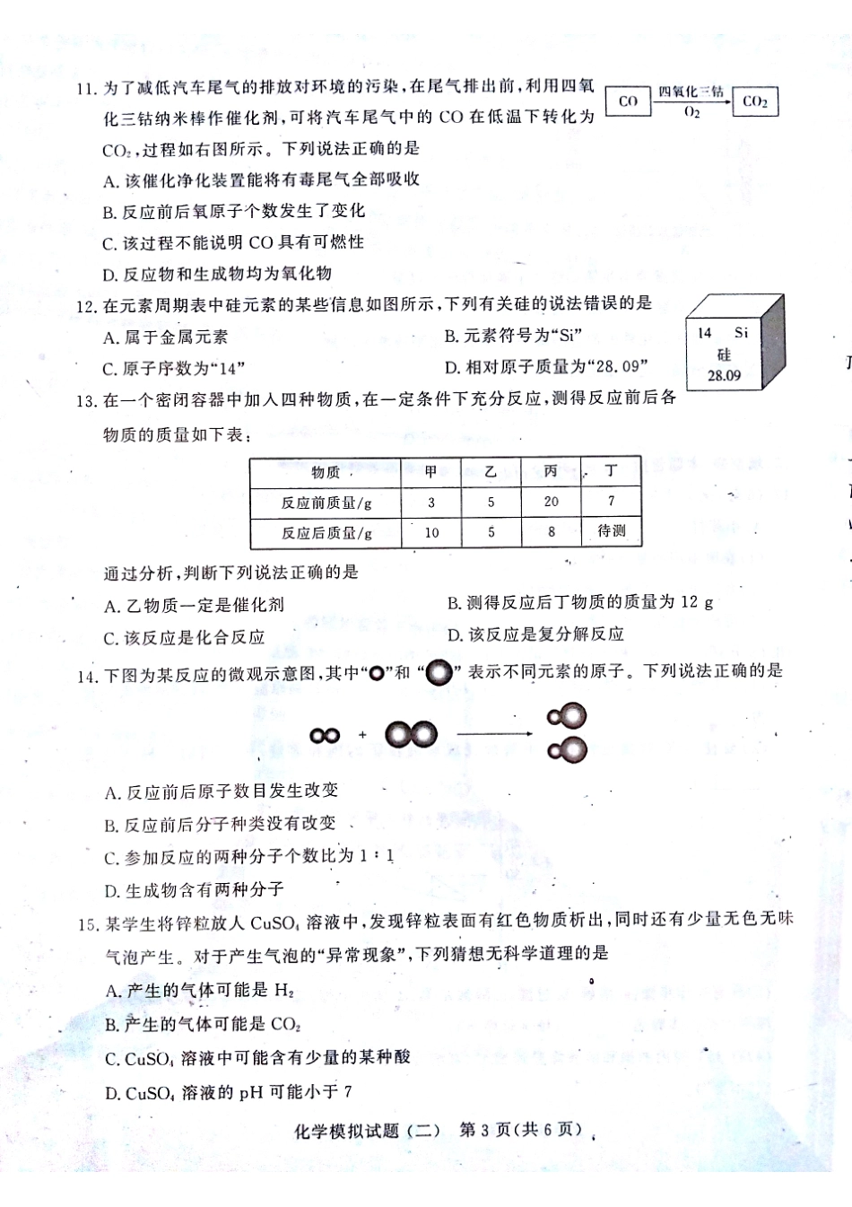 初中化学学生学业水平考试模拟试题(二)(pdf) 试题_第3页