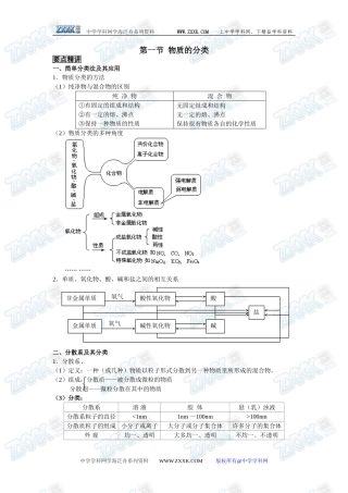 新课标人教版必修1第二章第一节  物质的分类要点和典型例题