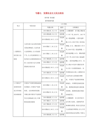 （课标专用 5年高考3年模拟A版）高考政治 专题七 发展社会主义民主政治试题-人教版高三全册政治试题