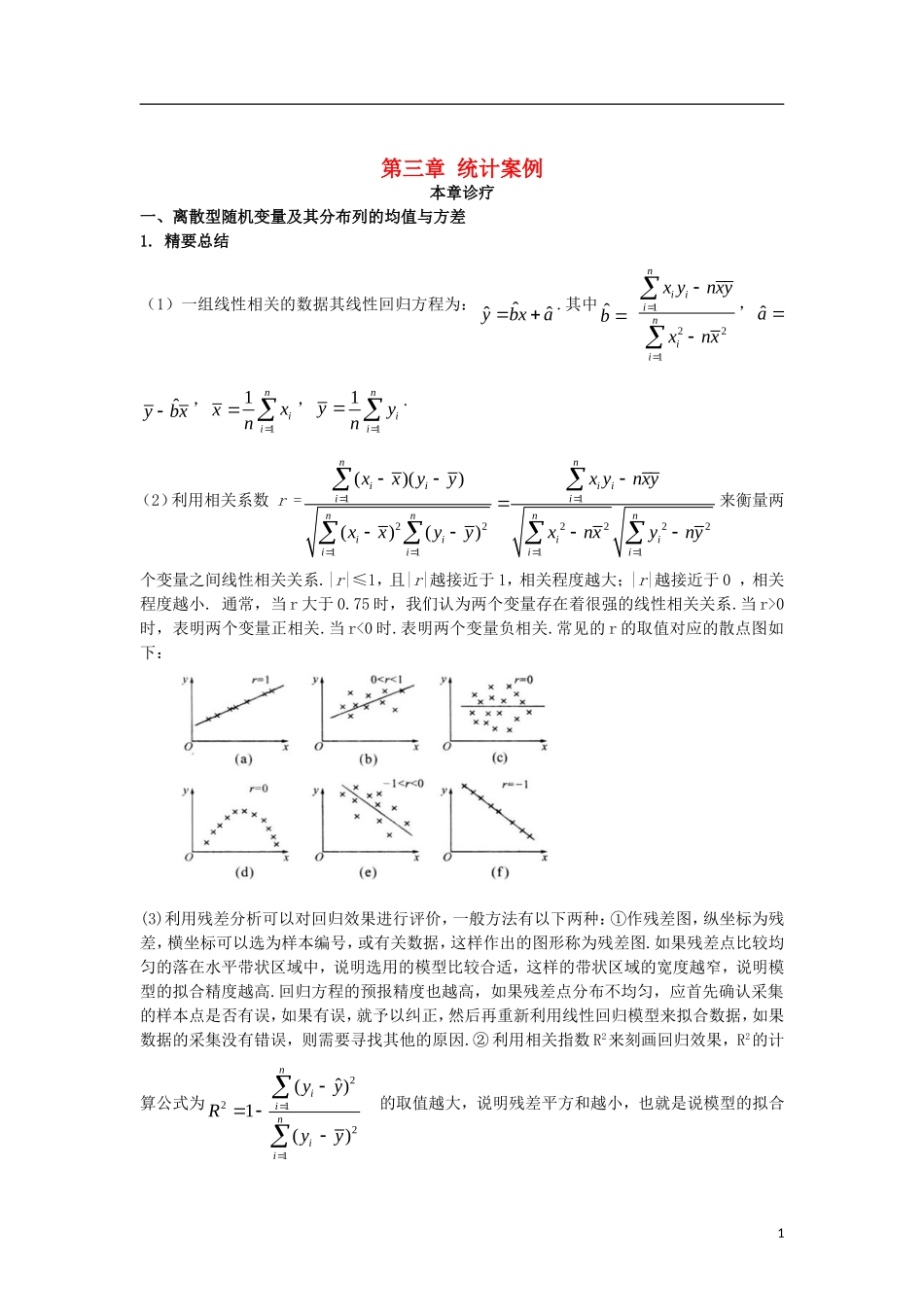 高中数学 第三章 统计案例复习本章诊疗 新人教A版选修2-3-新人教A版高二选修2-3数学试题_第1页