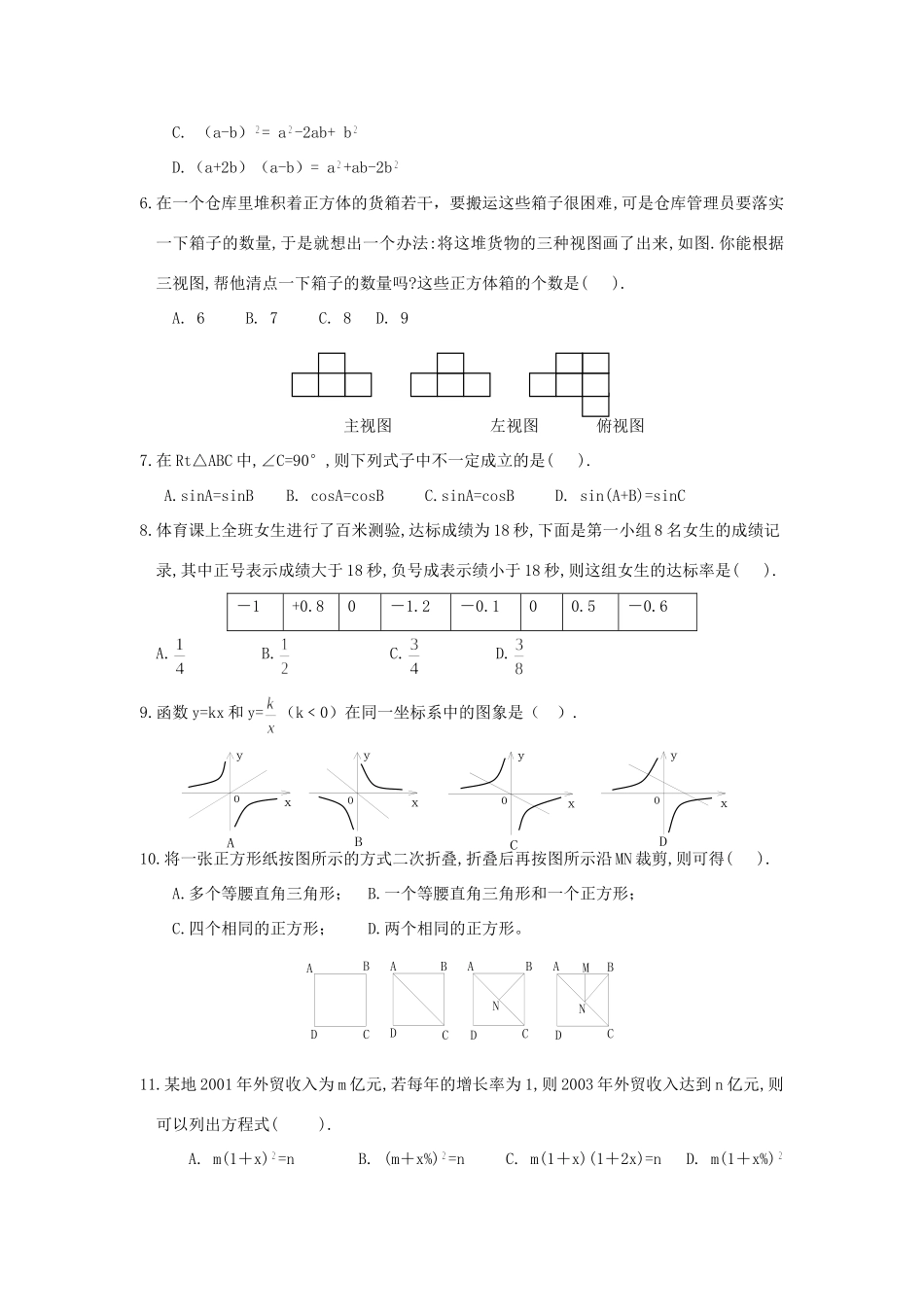 初中数学竞赛初赛试卷 试题_第2页