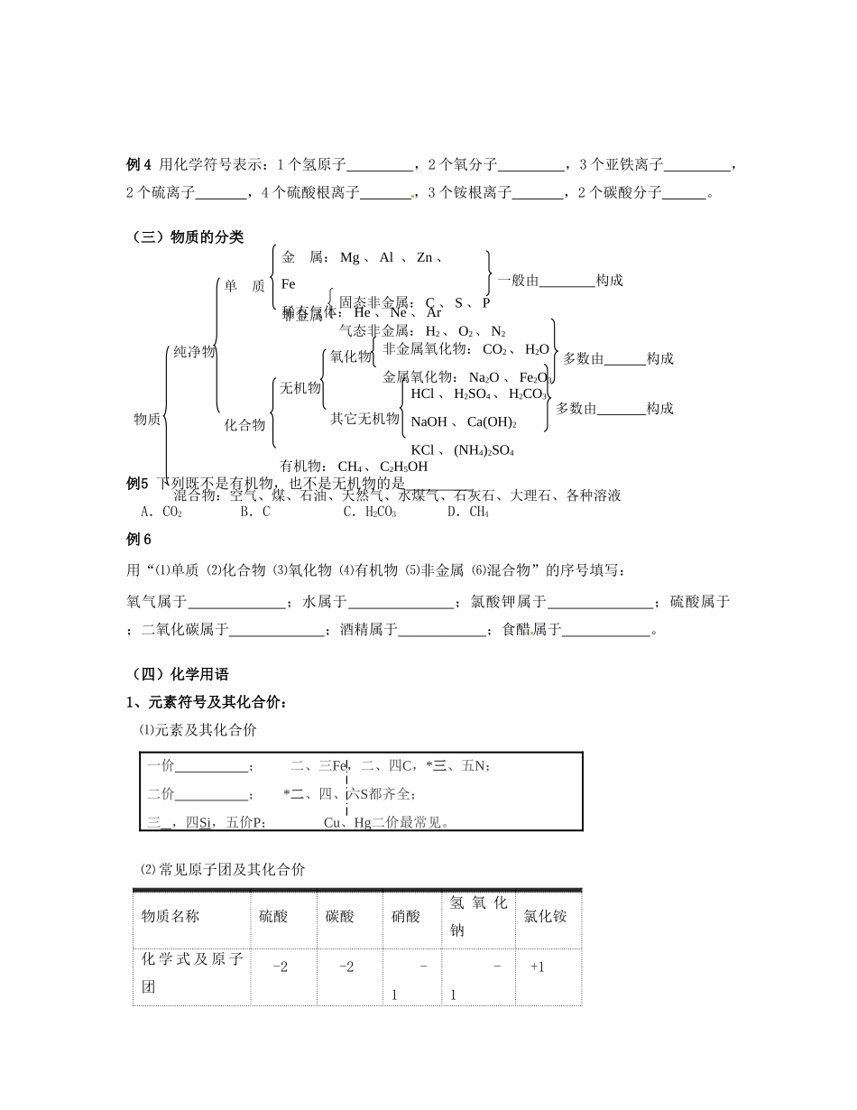 初中化学 第二部分 化学基本概念和基本原理复习(无答案) 鲁教版 试题_第2页