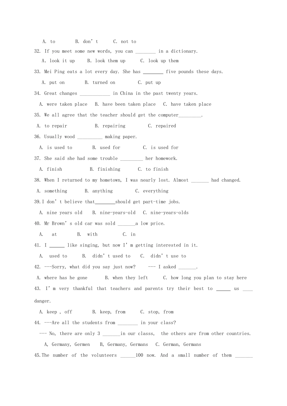 吉林省吉林市届九年级英语上学期期中试卷 人教新目标版试卷_第3页