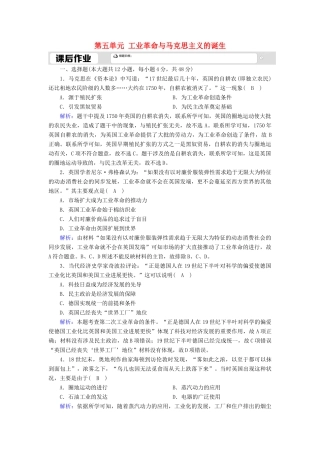 高中历史 第五单元 工业革命与马克思主义的诞生 第10课 影响世界的工业革命课时作业（含解析）新人教版必修《中外历史纲要（下）》-新人教版高一必修历史试题