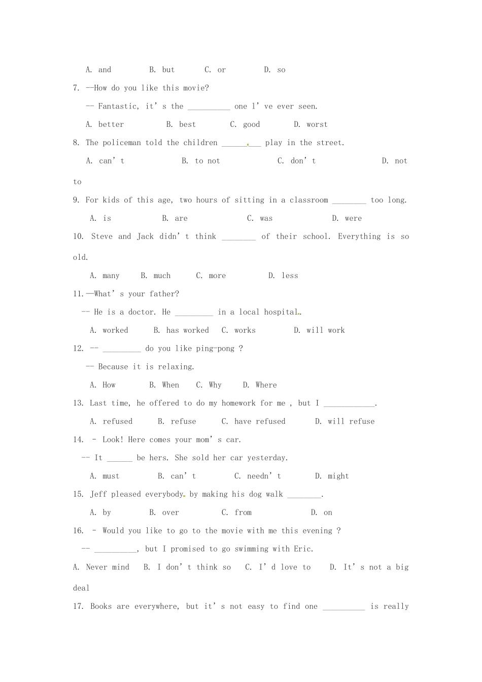 四川省绵阳市中考英语真题试卷(含答案)试卷_第2页