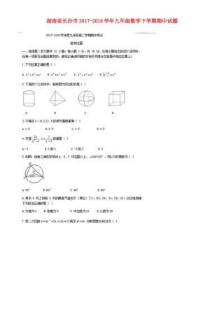 九年级数学下学期期中试卷(扫描版，无答案)试卷