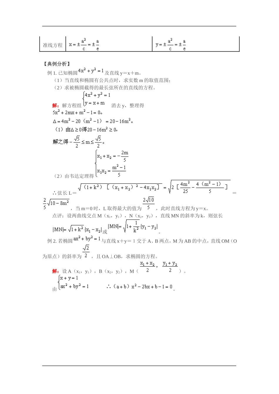 高二数学期末复习专题：圆锥曲线与方程苏教版选修1-1_第3页