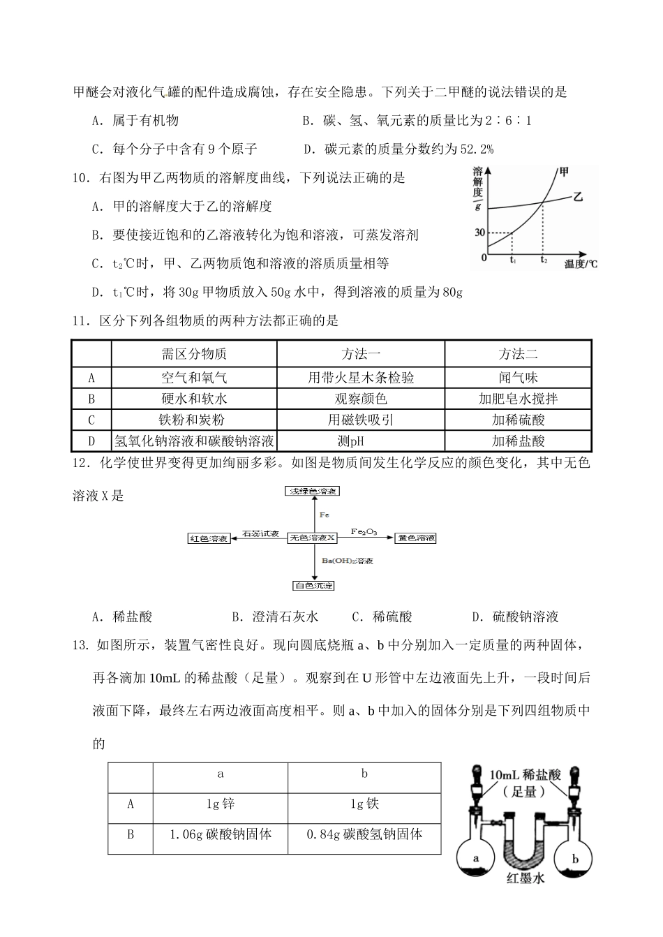 九年级化学5月调研试卷(15) 新人教版试卷_第3页