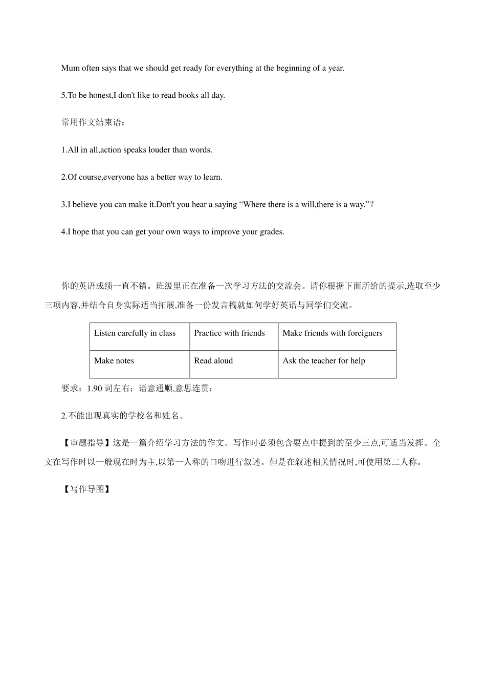 中考英语知识点归纳及题型专练 书面表达(pdf，含解析)试卷_第2页