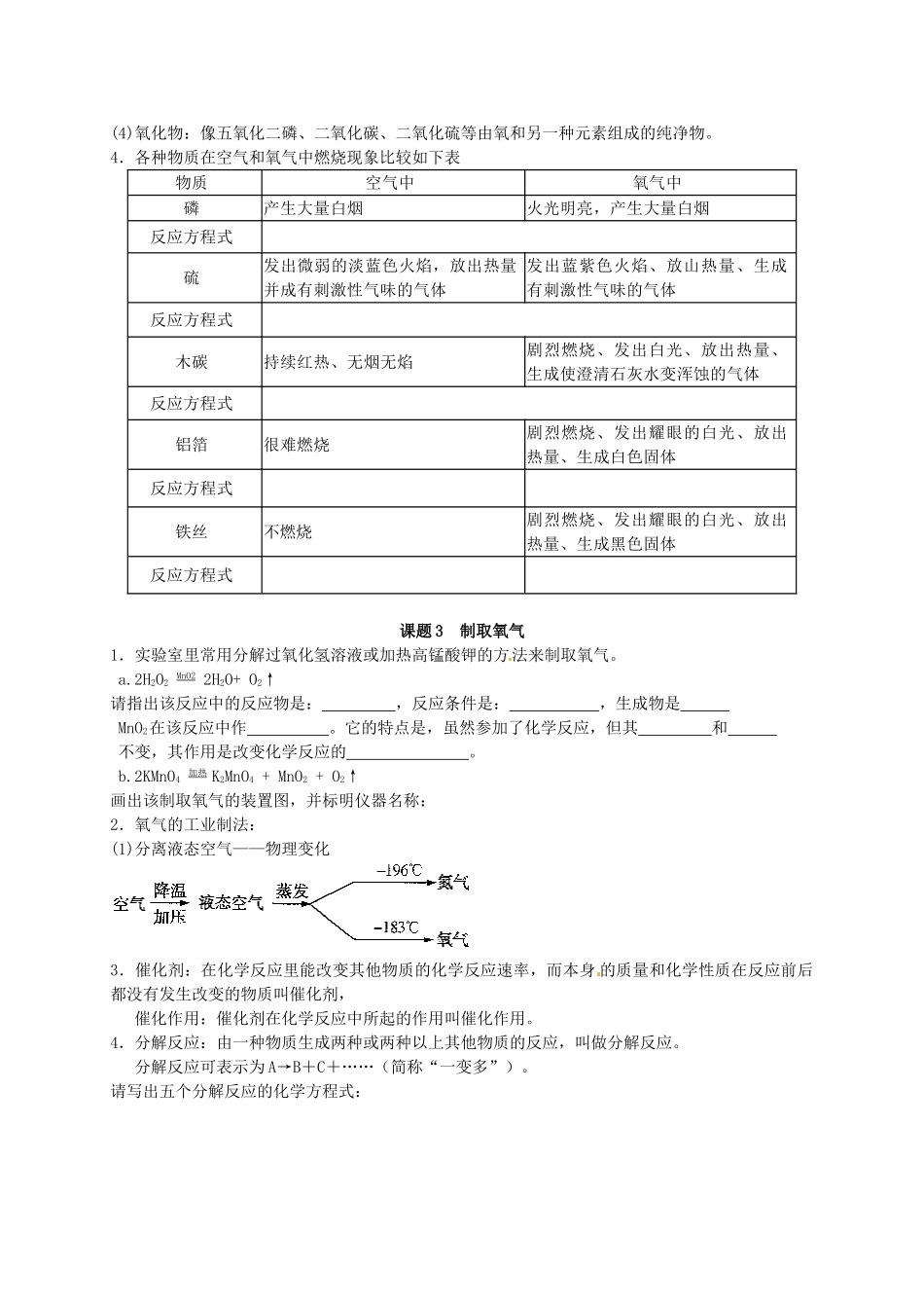 九年级化学上册(第2单元 我们周围的空气)复习 新人教版试卷_第2页