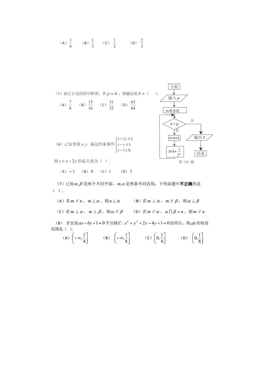 天津一中高三数学名师圈题模拟(一) 文新人教A版试卷_第2页