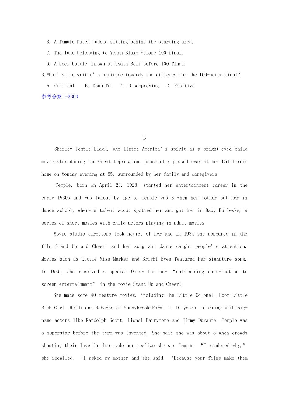 四川省乐山市高考英语二轮复习 阅读理解寒假选练(6)试卷_第2页