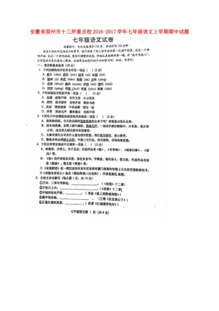 安徽省宿州市十三所重点校七年级语文上学期期中试卷新人教版试卷