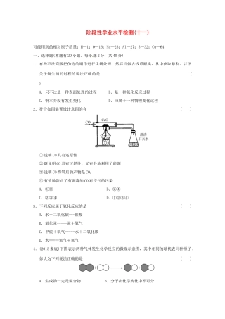 中考科学专题复习 阶段性学业水平检测(十一)试卷