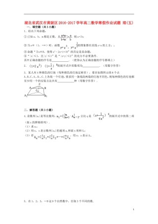 湖北省武汉市黄陂区高二数学寒假作业试题 理(五)-人教版高二全册数学试题