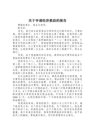 关于申请经济救助的报告
