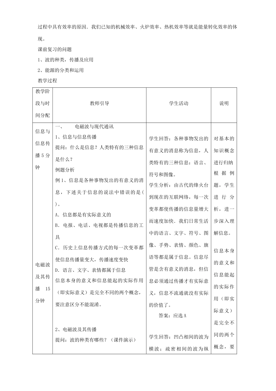 中考物理复习 电磁波与现代通讯 能源与可持续发展 新课标 人教版试卷_第2页