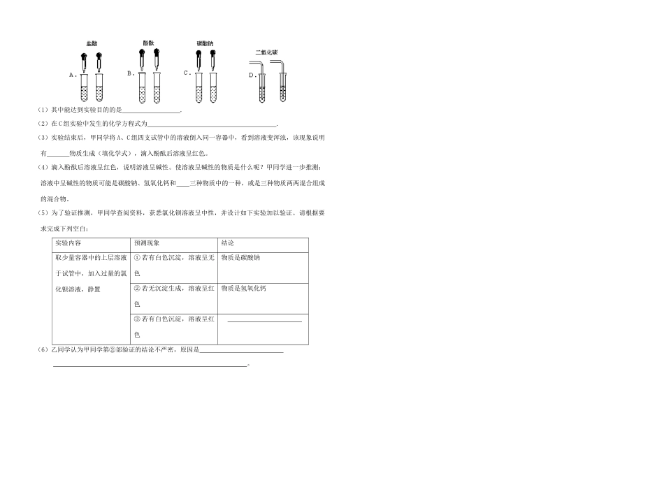 九年级化学 专题六 酸碱盐复习试卷 鲁教版五四制试卷_第3页