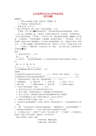 山东省枣庄市中考语文真题试卷 试卷