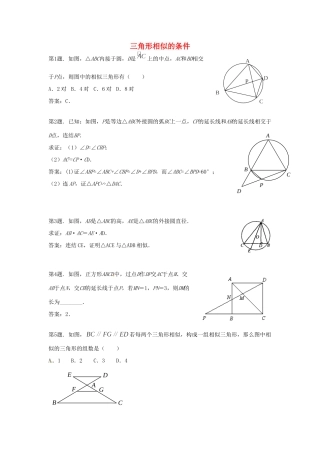 九年级数学上册 195 相似三角形的判定 同步试卷 北京课改版试卷