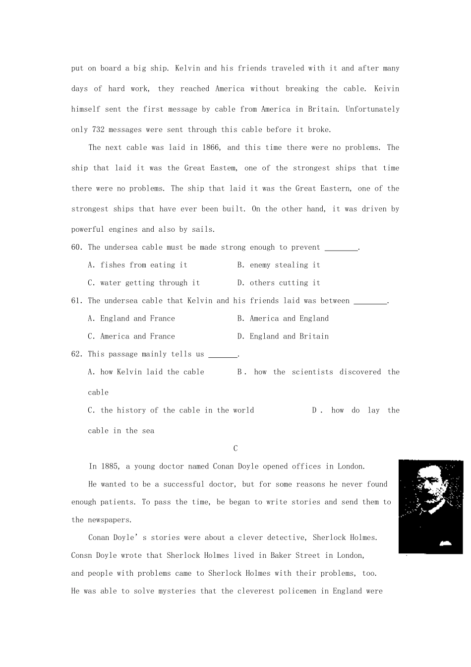 四川省名校高考英语模拟试卷汇编之阅读理解试卷_第3页