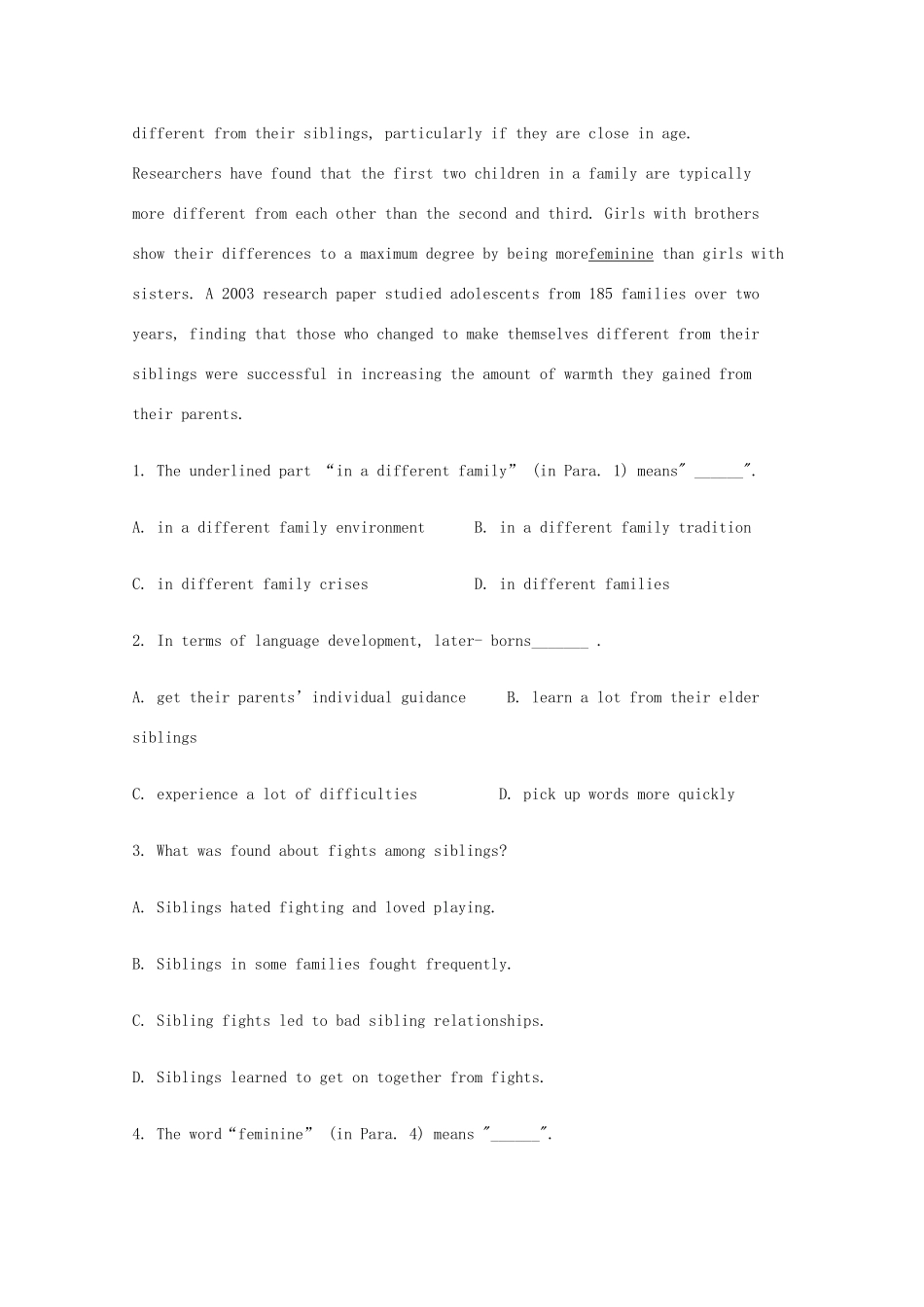 四川省成都市高考英语二轮复习 阅读理解提升选练80集之(60)试卷_第2页
