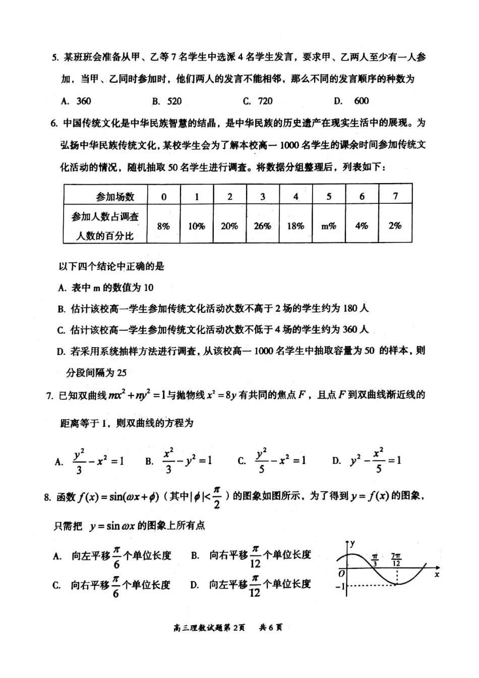 山西省大同市高三数学上学期学情调研测试试卷 理山西省大同市高三数学上学期学情调研测试试卷 理山西省大同市高三数学上学期学情调研测试试卷 理(扫描版)_第2页