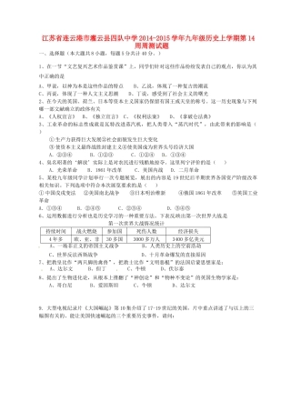 九年级历史上学期第14周周测试卷 北师大版试卷