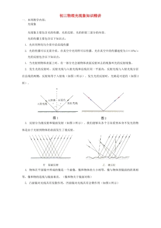 初三物理光现象知识精讲 人教实验版 试题