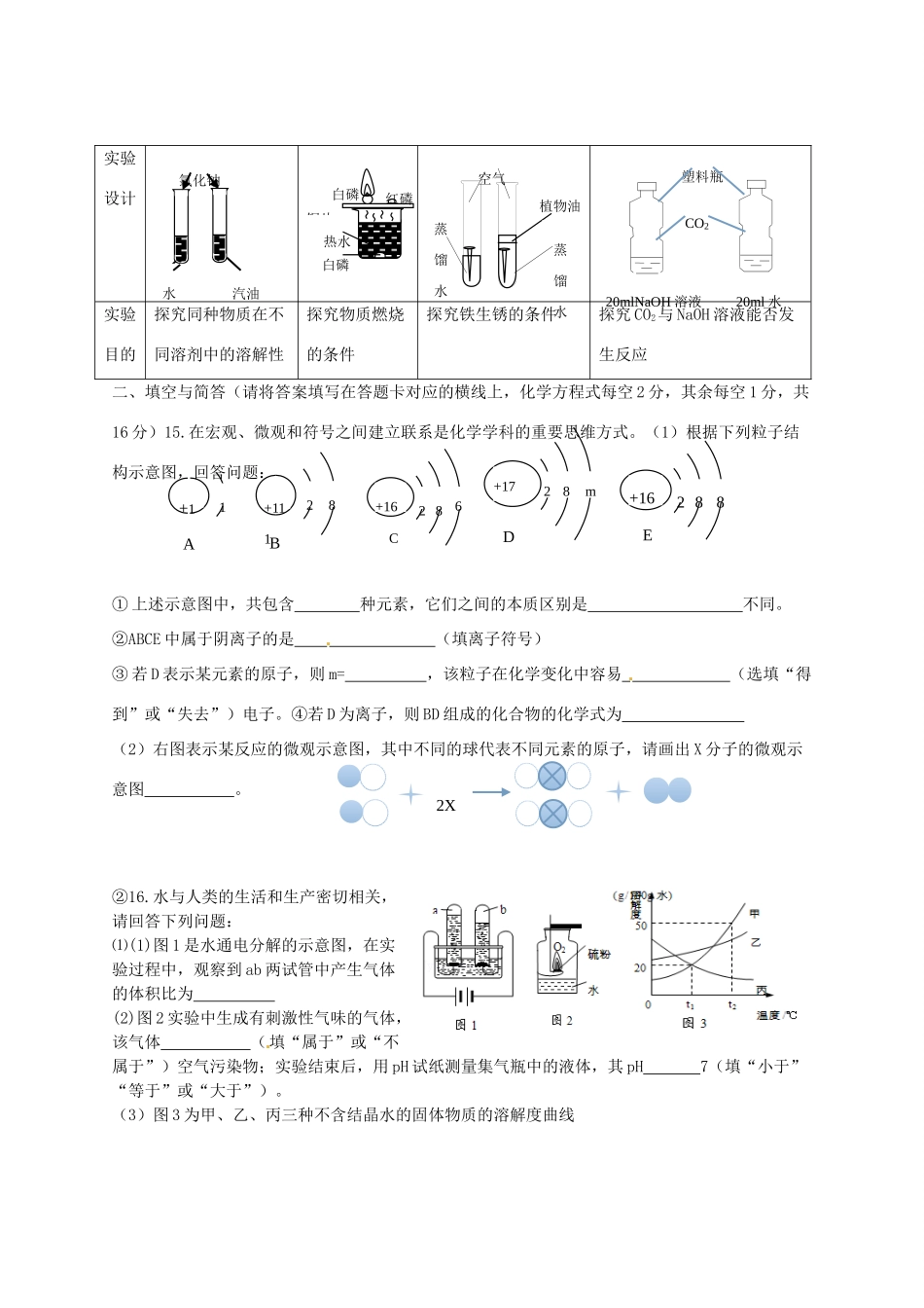内蒙古赤峰市中考化学真题试题(无答案) 试题_第3页