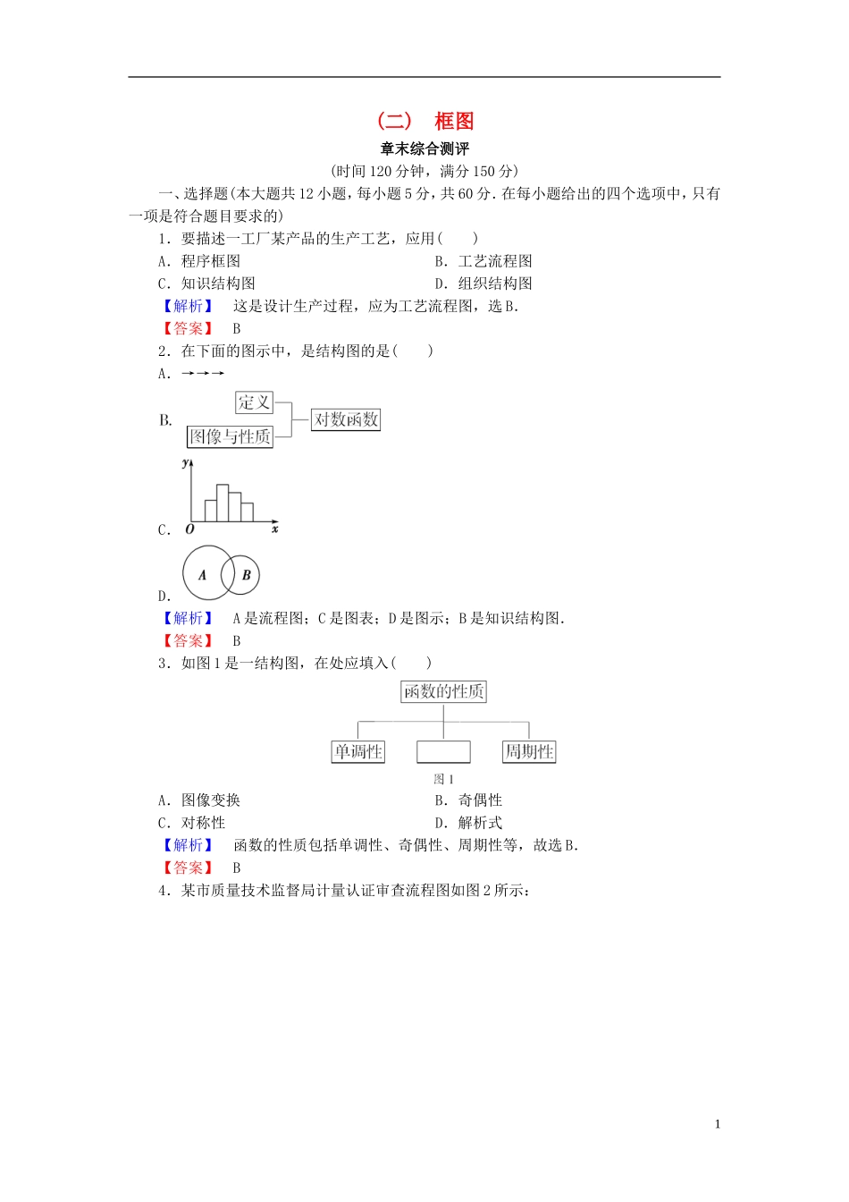 高中数学 第二章 框图单元测试（含解析）北师大版选修1-2-北师大版高二选修1-2数学试题_第1页