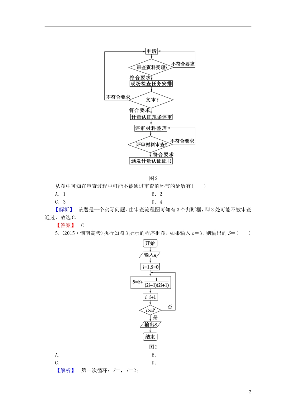 高中数学 第二章 框图单元测试（含解析）北师大版选修1-2-北师大版高二选修1-2数学试题_第2页