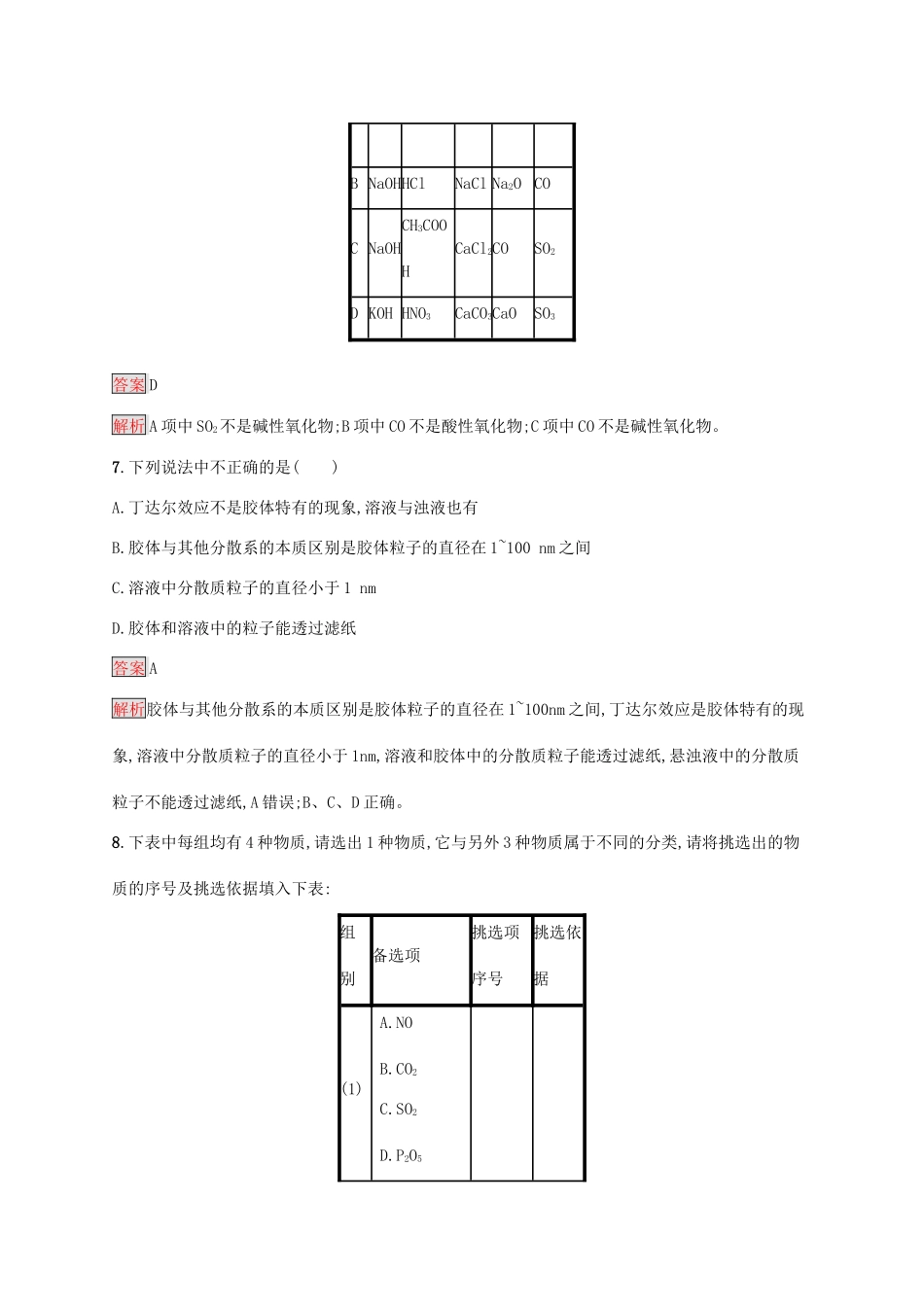高中化学 第一章 第1课时 物质的分类练习（含解析）新人教版必修1-新人教版高一必修1化学试题_第3页