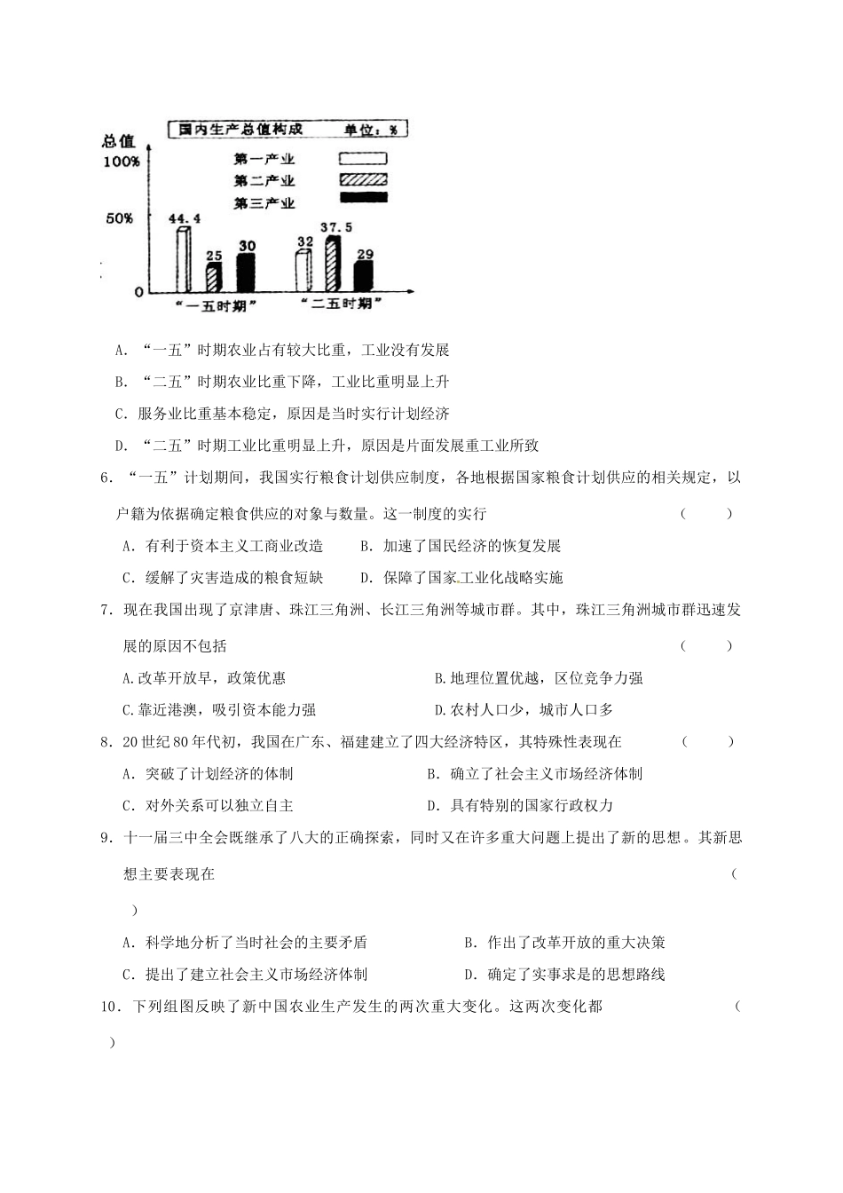 校高一历史5月月考试题-人教版高一全册历史试题_第2页