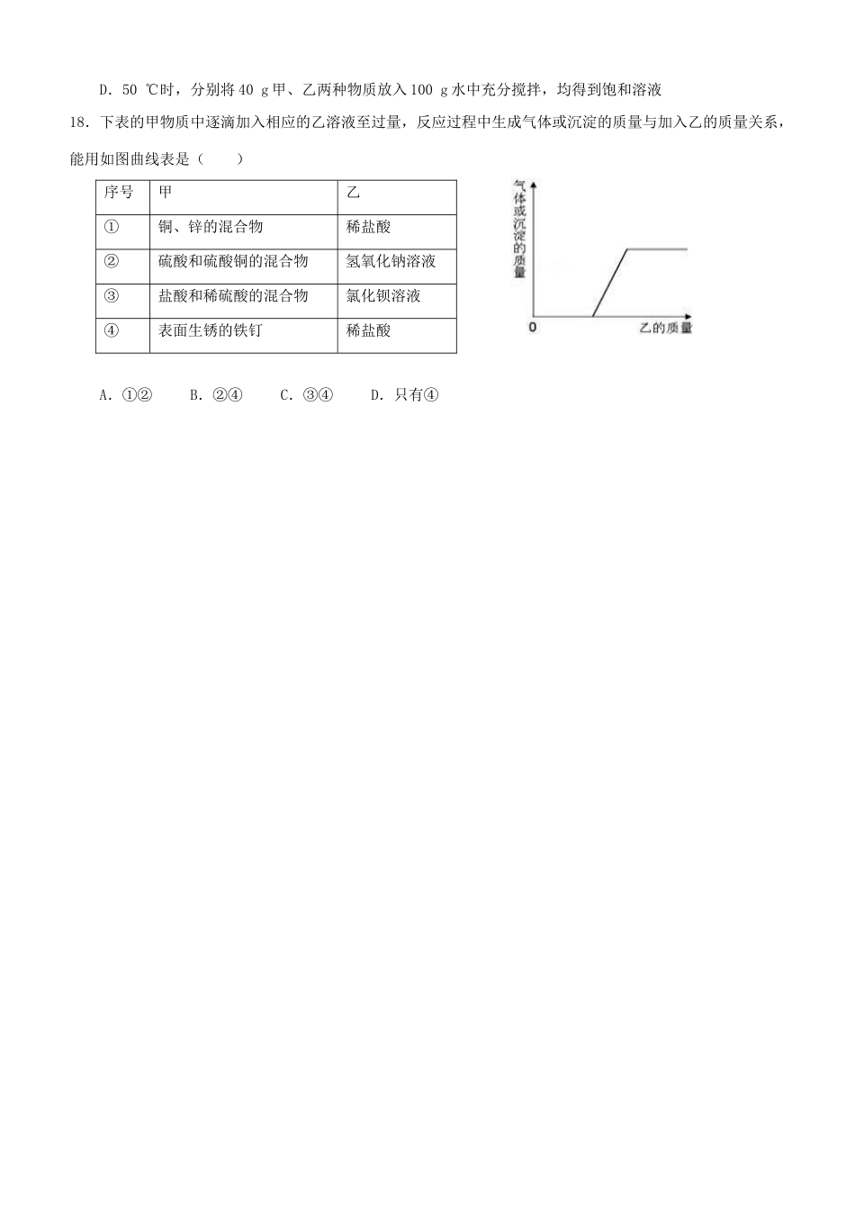 内蒙古巴彦淖尔市磴口县临河四中届九年级化学第一次模拟考试试题(无答案) 试题_第3页