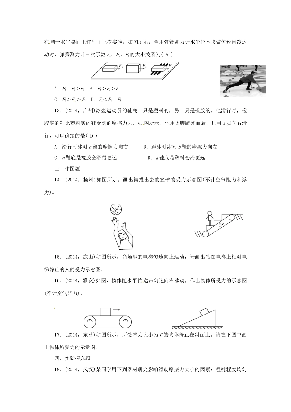 中考物理专题复习 第五讲 力试卷_第3页
