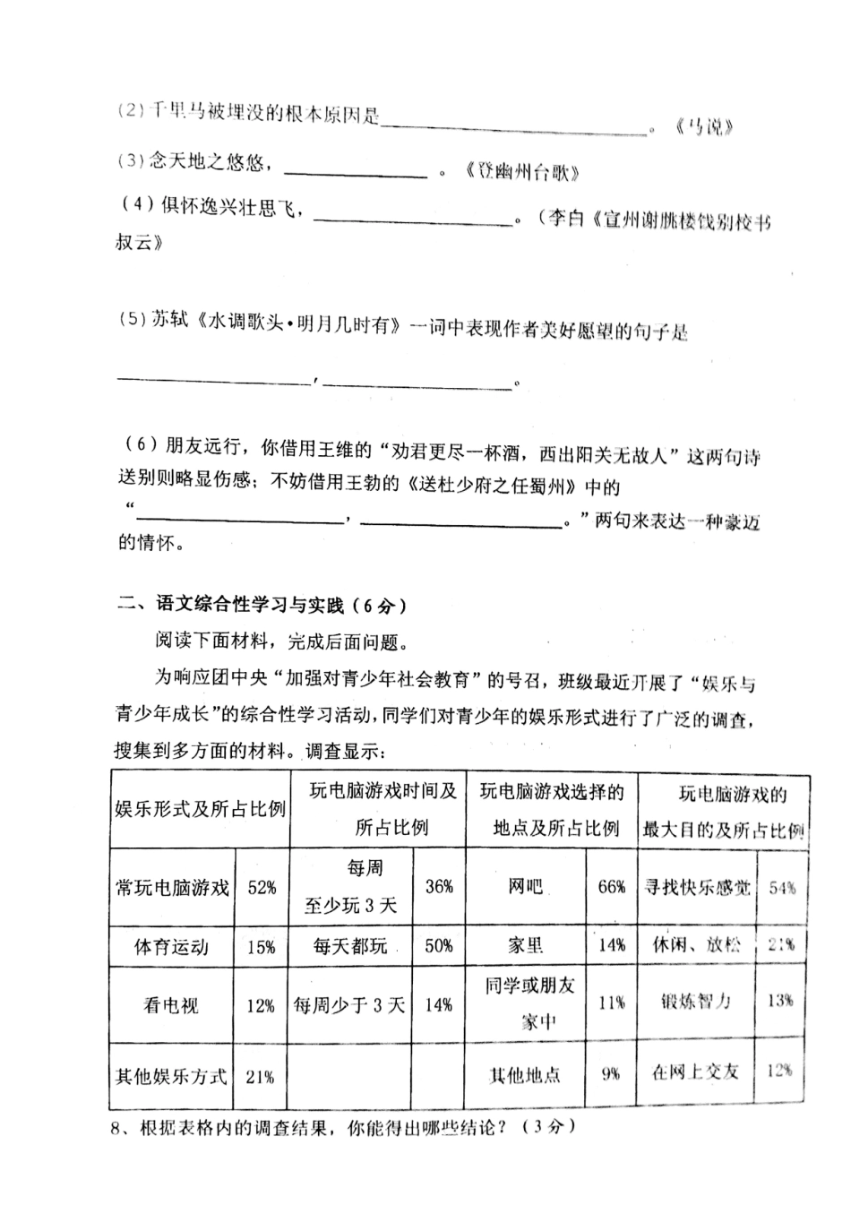 八年级语文下学期期中试题(pdf，无答案) 新人教版 试题_第3页