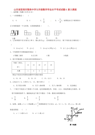 九年级数学学业水平考试试卷4(答案不全) 新人教版试卷