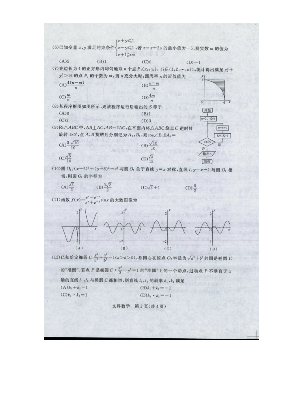 山东省高考数学密卷(二)文试卷_第2页