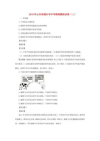 山东省烟台市中考物理模拟试卷试卷