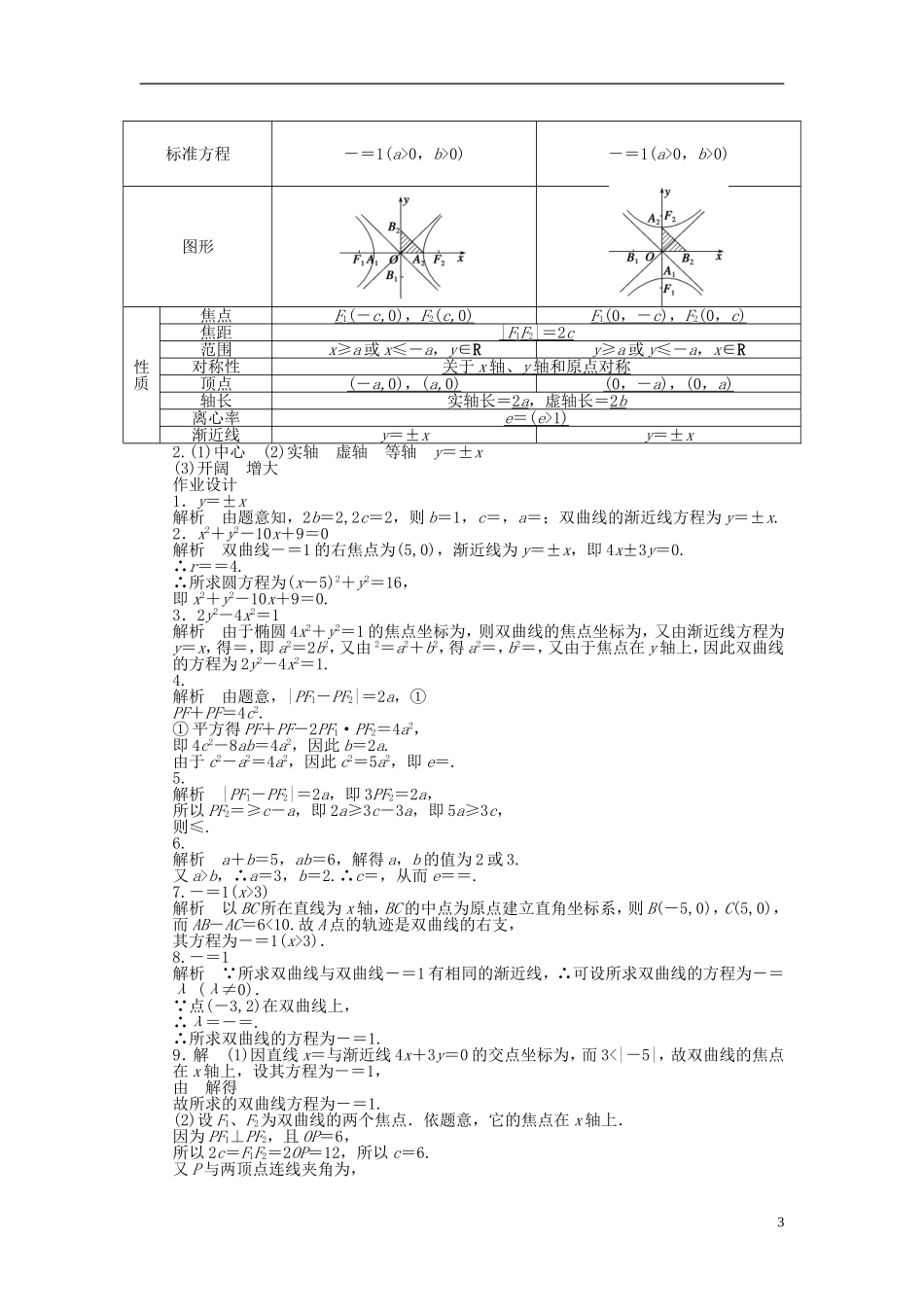 高中数学 第2章 圆锥曲线与方程 2.3.2 双曲线的几何性质课时作业 苏教版选修1-2-苏教版高二选修1-2数学试题_第3页