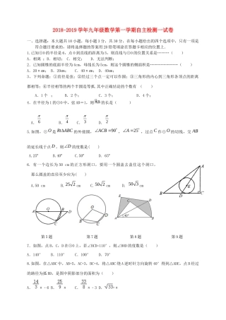 九年级数学9月自主检测卷试卷