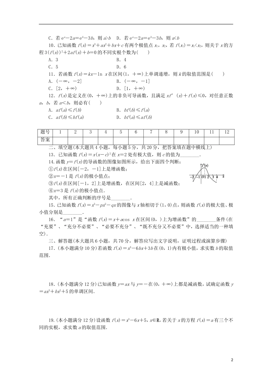 高中数学 同步测试卷（十）北师大数学选修1-1-人教版高二选修1-1数学试题_第2页