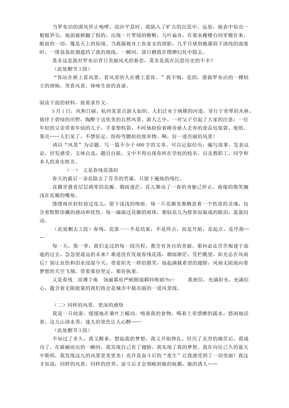 中考语文作文选评全国12个省市人教新课标版试卷_第2页