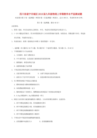 九年级物理上学期教学水平监测试卷 新人教版试卷