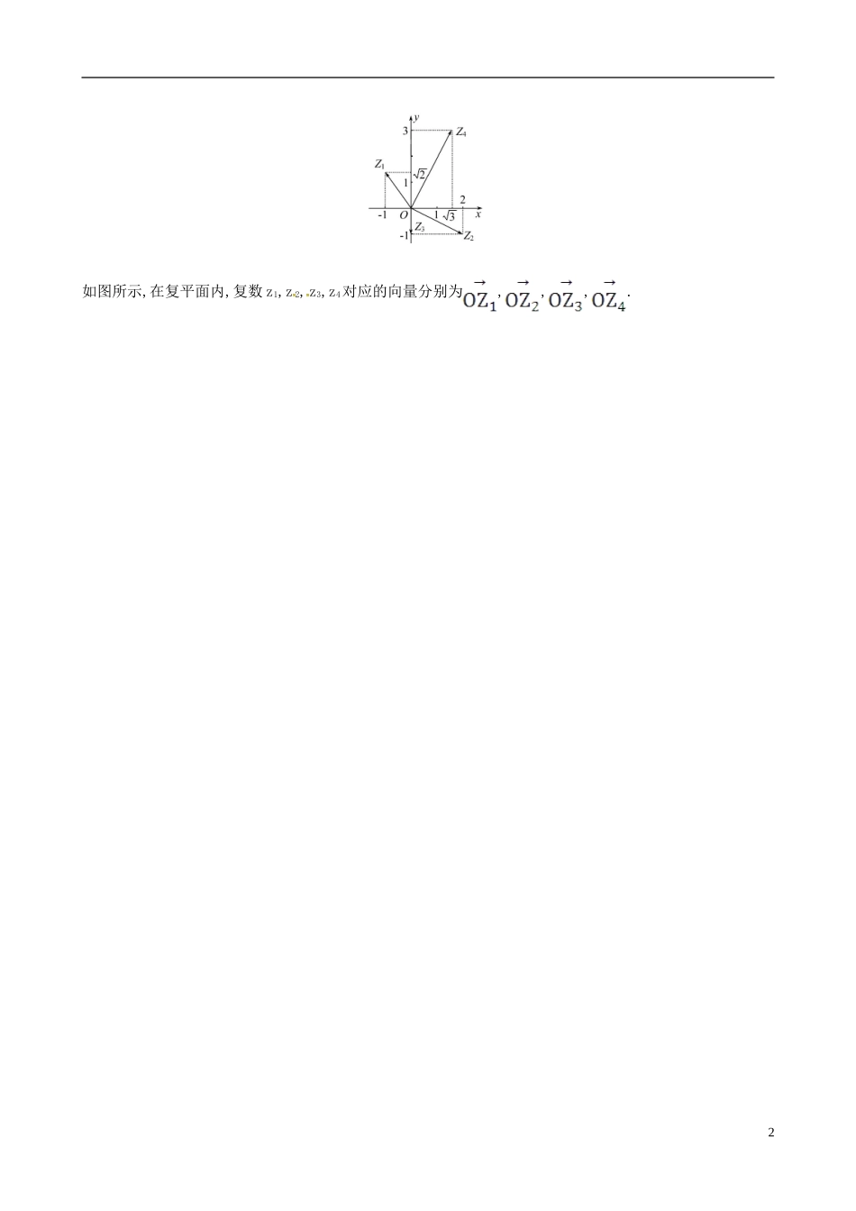 高中数学 第三章 数系的扩充与复数的引入 3.1.2 复数的几何意义课时自测 新人教A版选修1-2-新人教A版高二选修1-2数学试题_第2页