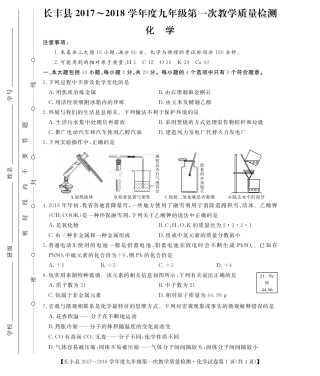 九年级化学下学期第一次教学质量检测试卷(pdf，无答案)试卷