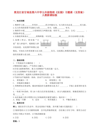 九年级物理(压强)习题课 人教新课标版试卷