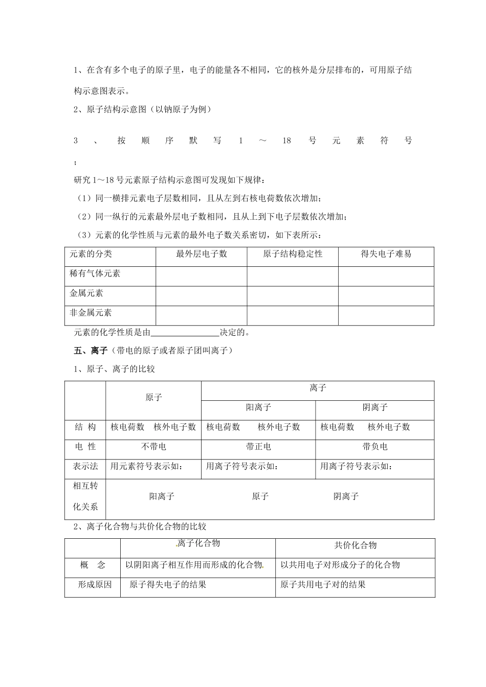 九年级上册 第四单元 物质构成的奥秘 人教新课标版试卷_第3页